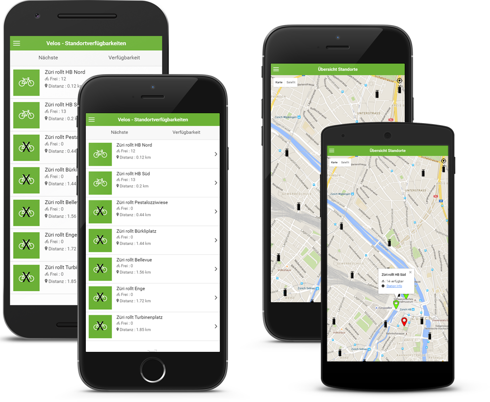 Zürich Veloverleih App Screenshots